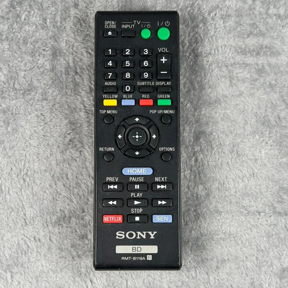 Sony RMT-B119A Blu-ray Disc Player Remote Control Netflix SEN Button Black OEM